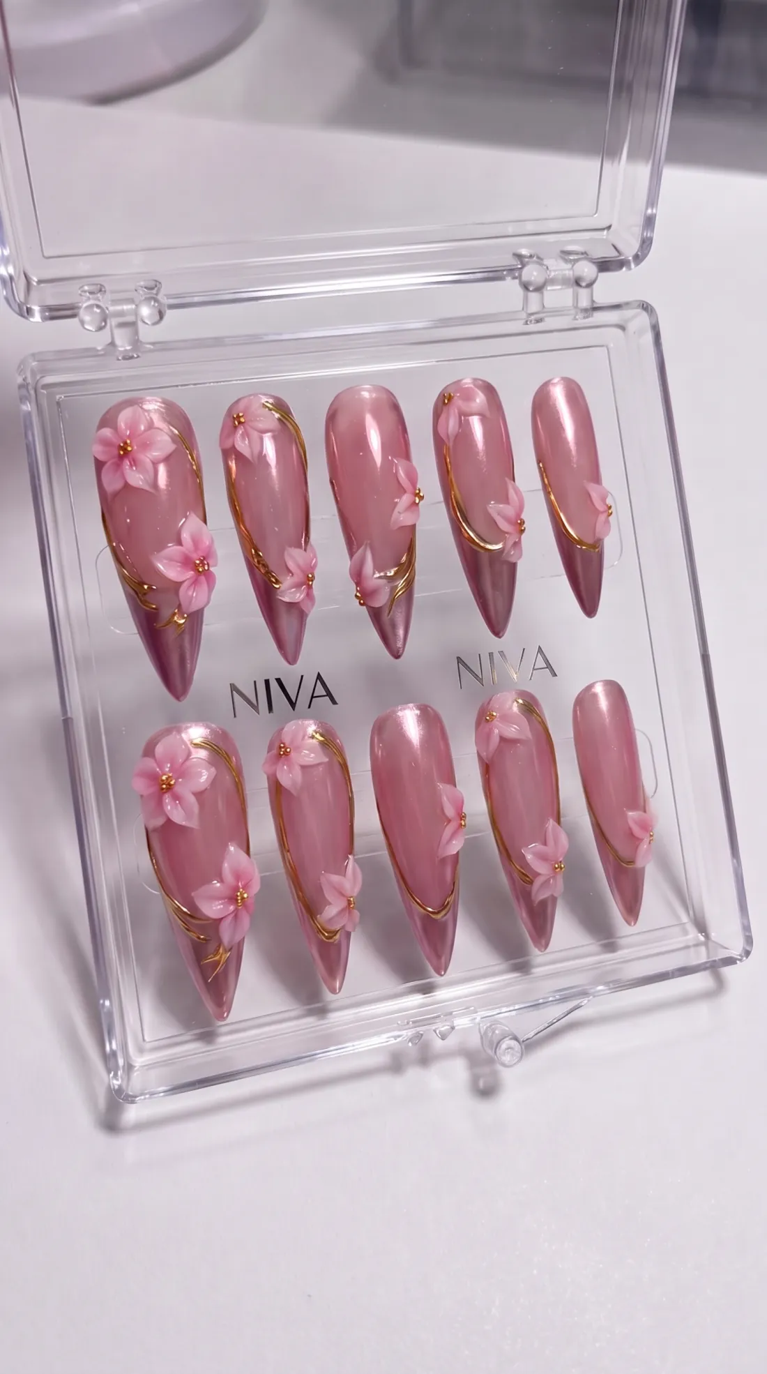 Best Girl press-on nails in their case