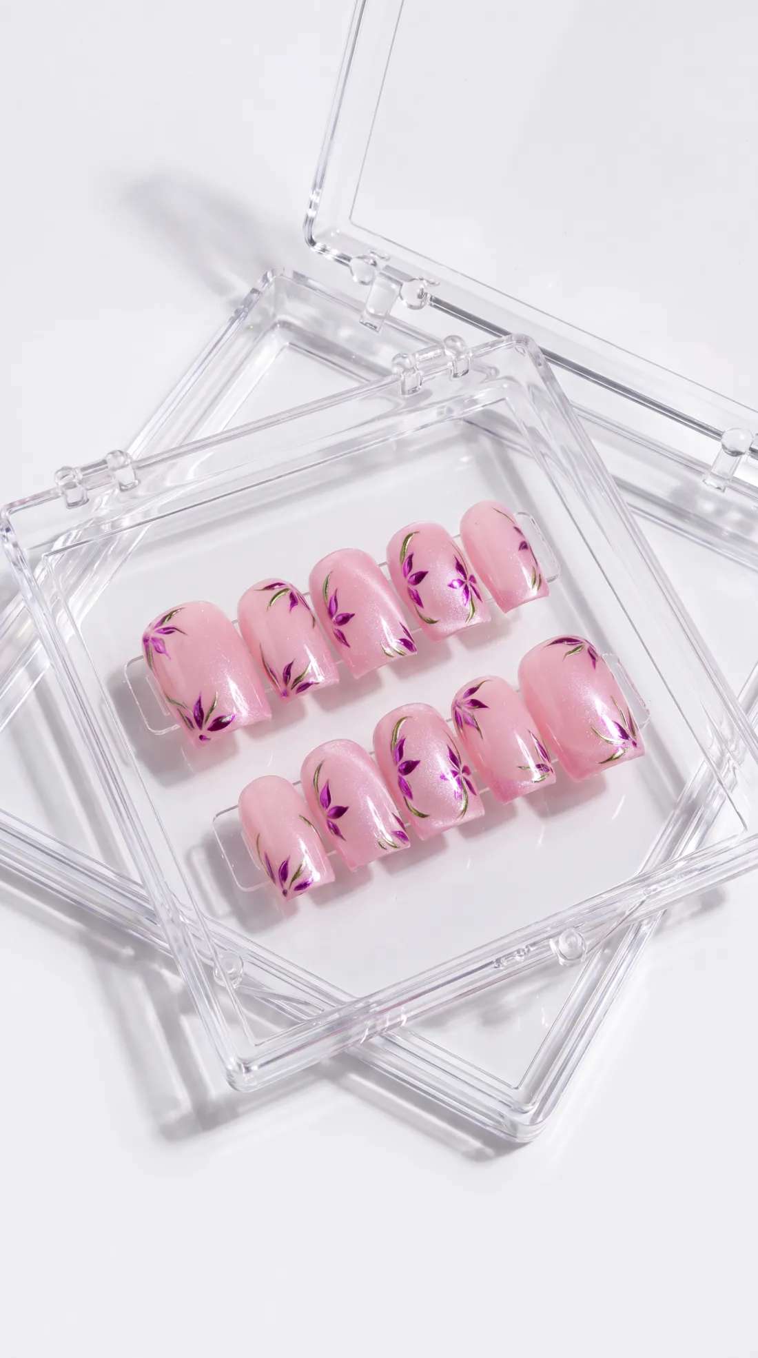 Maid of Honor press-on nails in their case