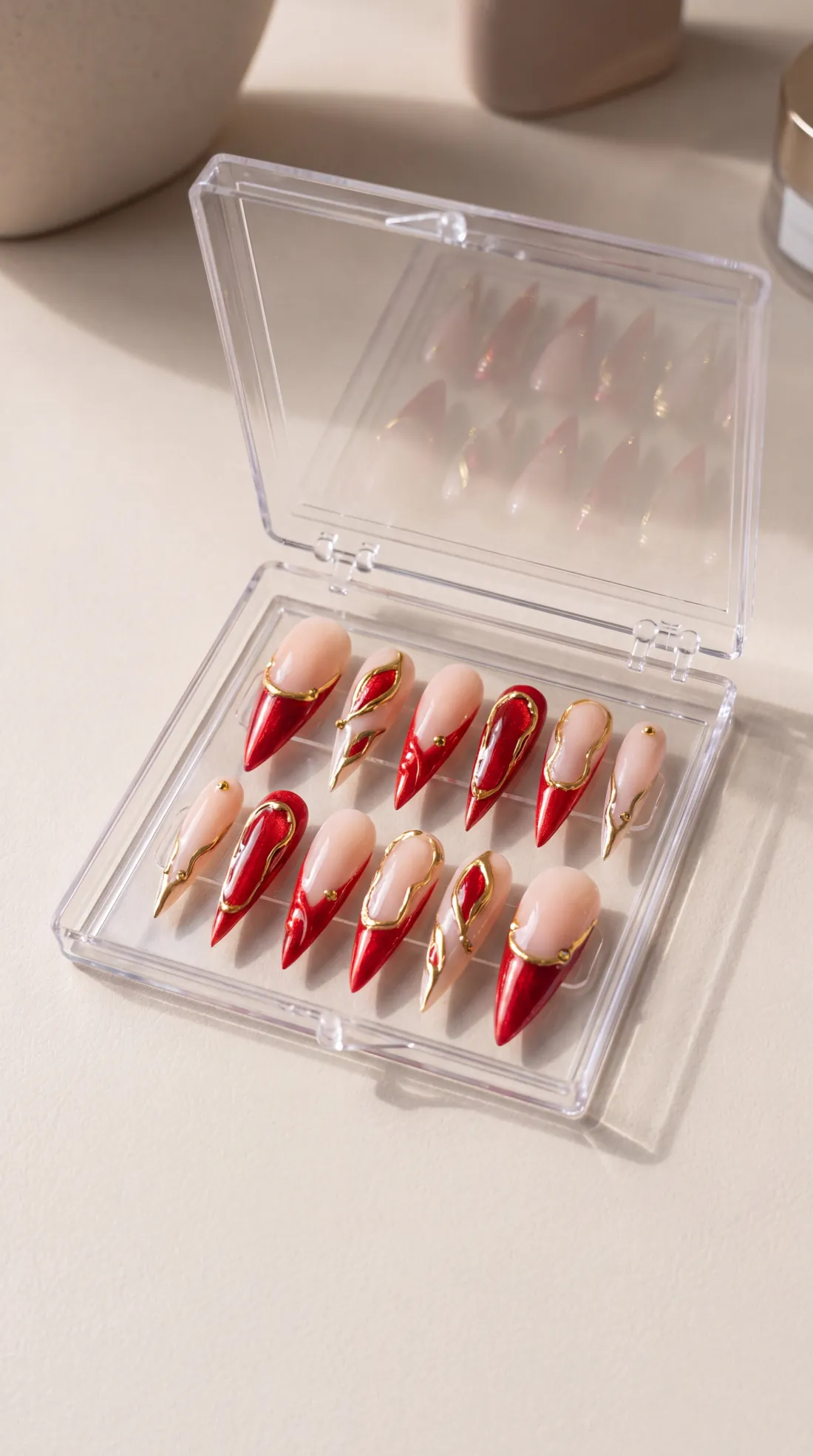 The Girls press-on nails in their case